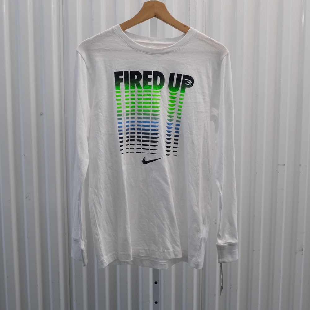 NWT Nike 3BRAND Russell Wilson Fired Up Long Sleeve Shirt Kids XL White